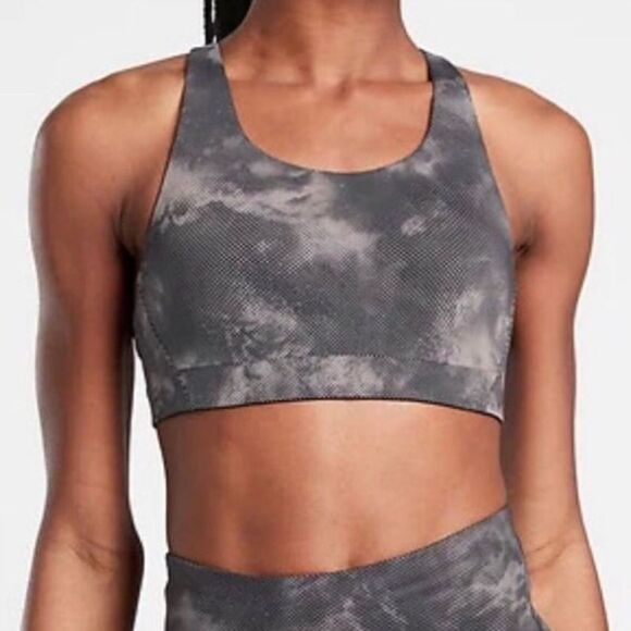 Athleta Advance Printed Sports Bra Black Nebula - Picture 1 of 7